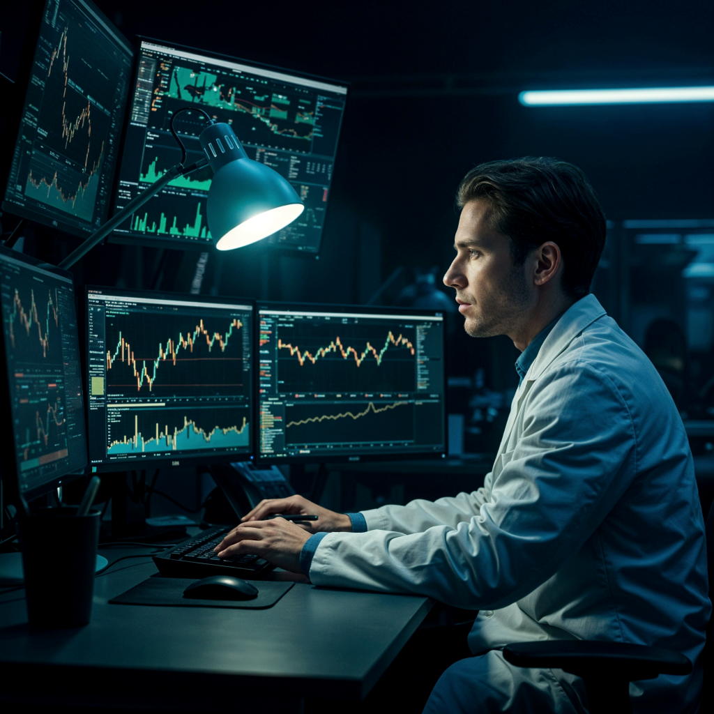 Trader analyzing commodities market